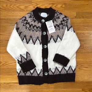 Zara Knit Cardigan - Brown and White